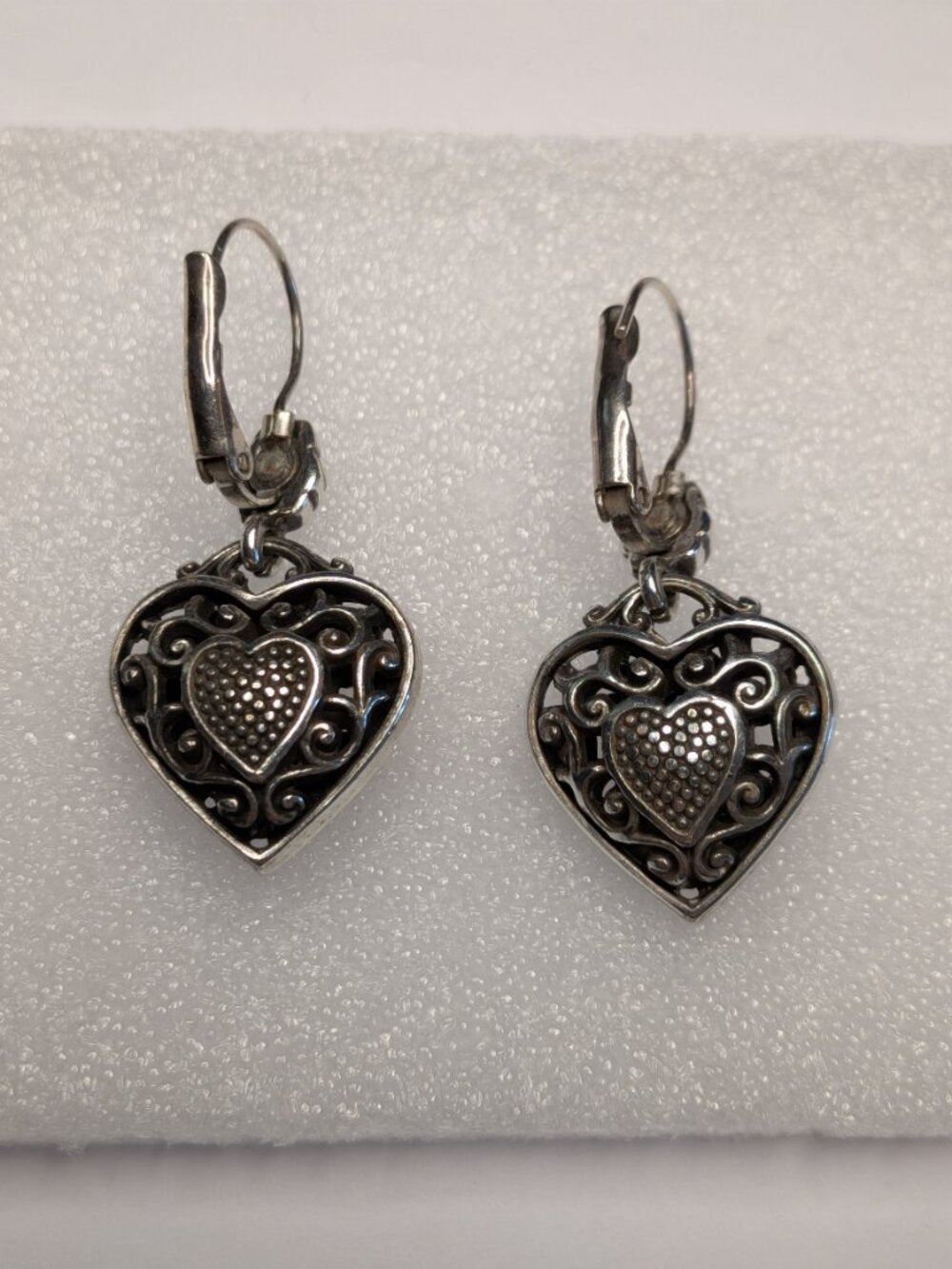 Brighton Reno Heart Leverback Earrings – Silver Plated with Swarovski Crystals - Picture 4 of 4